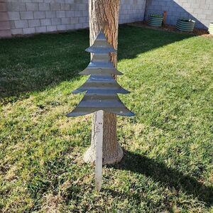 Metal pine tree yard accessories wooden stake  garden decor
